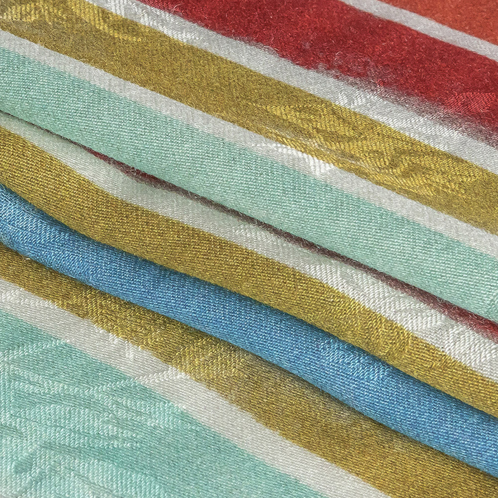 Flowery Viscose Jacquard Print - Rainbow Stripes - Mood Exclusive Striation Satisfaction Folded