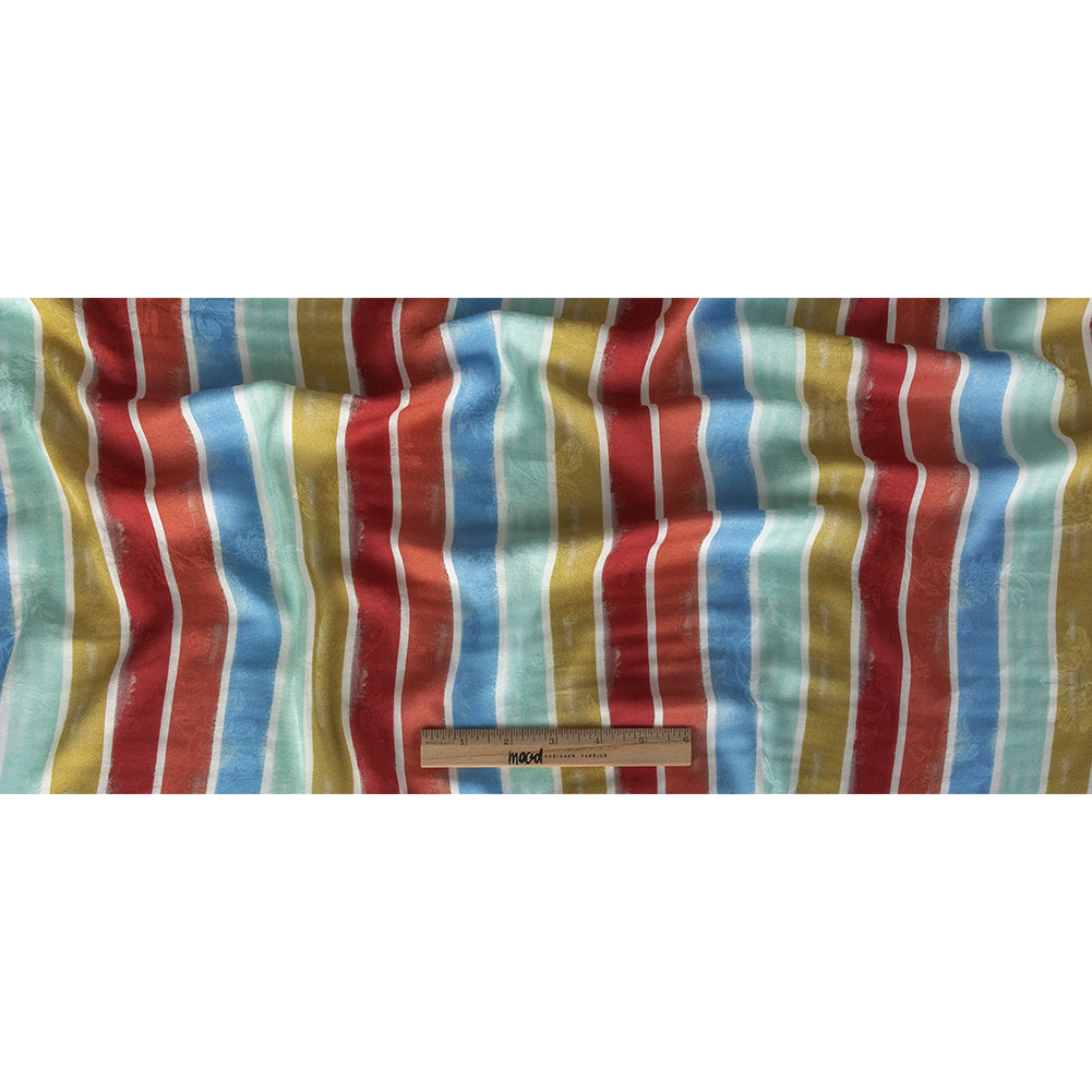 Flowery Viscose Jacquard Print - Rainbow Stripes - Mood Exclusive Striation Satisfaction Full