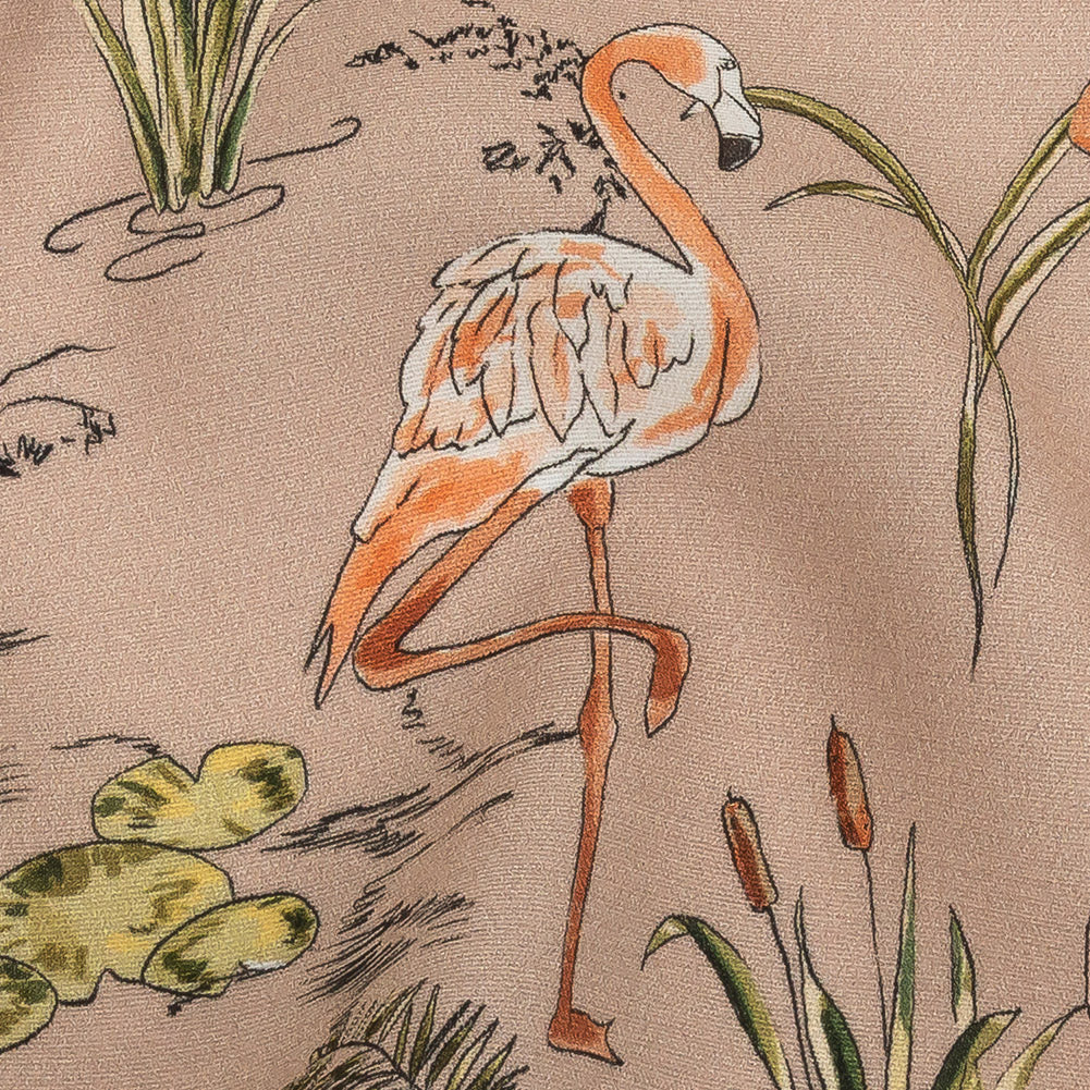 Mood Exclusive Taupe Flamingo Festivities Sustainable Viscose Woven - Detail