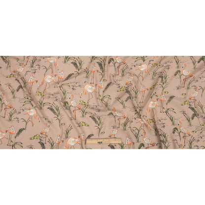 Mood Exclusive Taupe Flamingo Festivities Sustainable Viscose Woven - Full