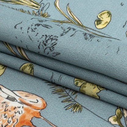 Mood Exclusive Steel Blue Flamingo Festivities Sustainable Viscose Woven - Folded