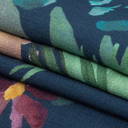 Sustainable Viscose Woven Print - Bright Navy and Green Painterly Palm Trees - Mood Exclusive Sundrenched Splash Folded