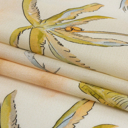 Sustainable Viscose Woven Print - Ivory Animals and Palm Trees - Mood Exclusive Savanna Spectacle Folded