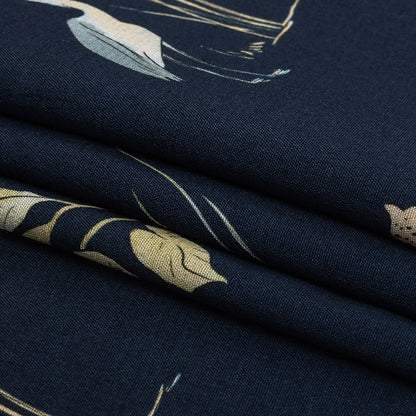 Sustainable Viscose Woven Print - Navy Animals and Palm Trees - Mood Exclusive Savanna Spectacle Folded