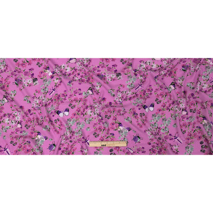Sustainable Viscose Woven Print - Orchid Butterflies and Flowers - Mood Exclusive Mariposa Oasis Full