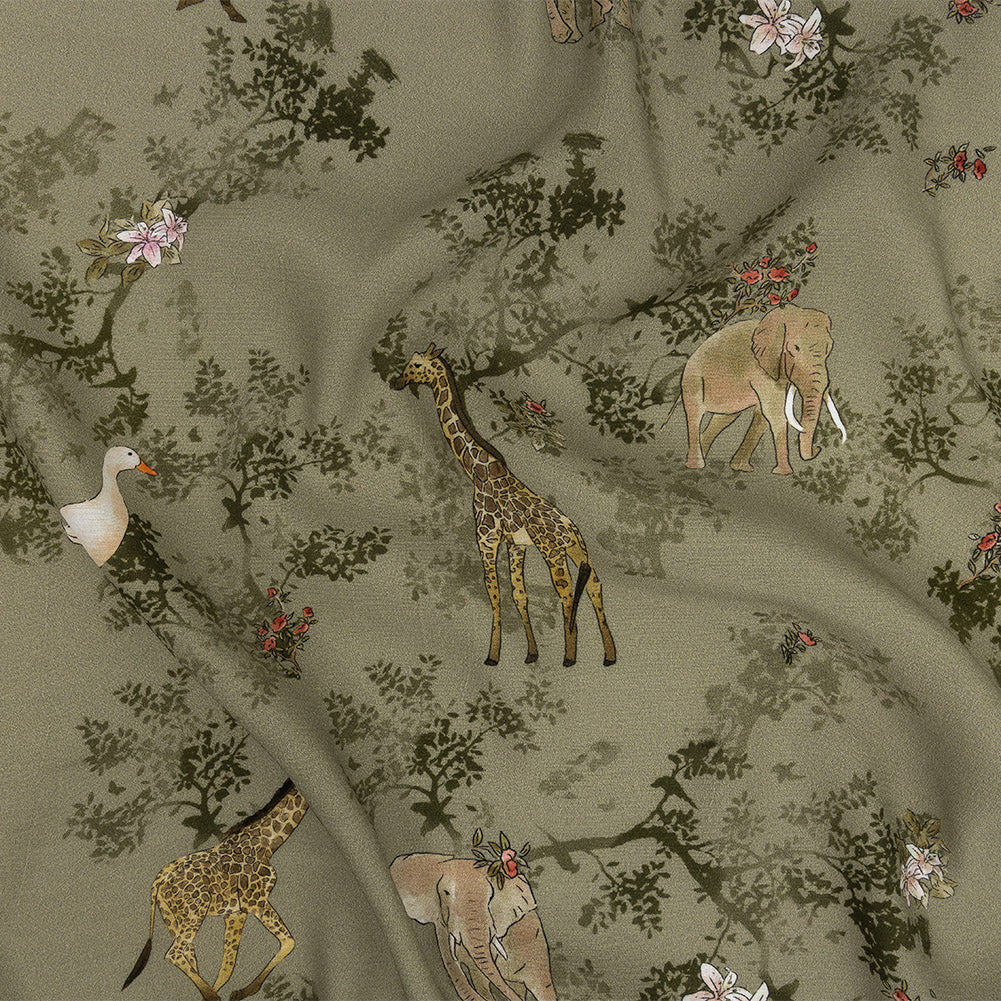 Mood Exclusive Pale Green Serene Safari Sustainable Viscose Woven