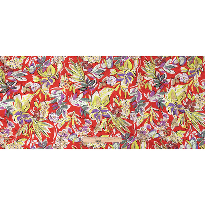 Sustainable Viscose Woven Print - Scarlet, Purple and Yellow Floral - Mood Exclusive Greenhouse Gala Full