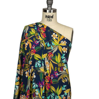 Mood Exclusive Navy Tropics at Twilight Sustainable Viscose Woven - Drape