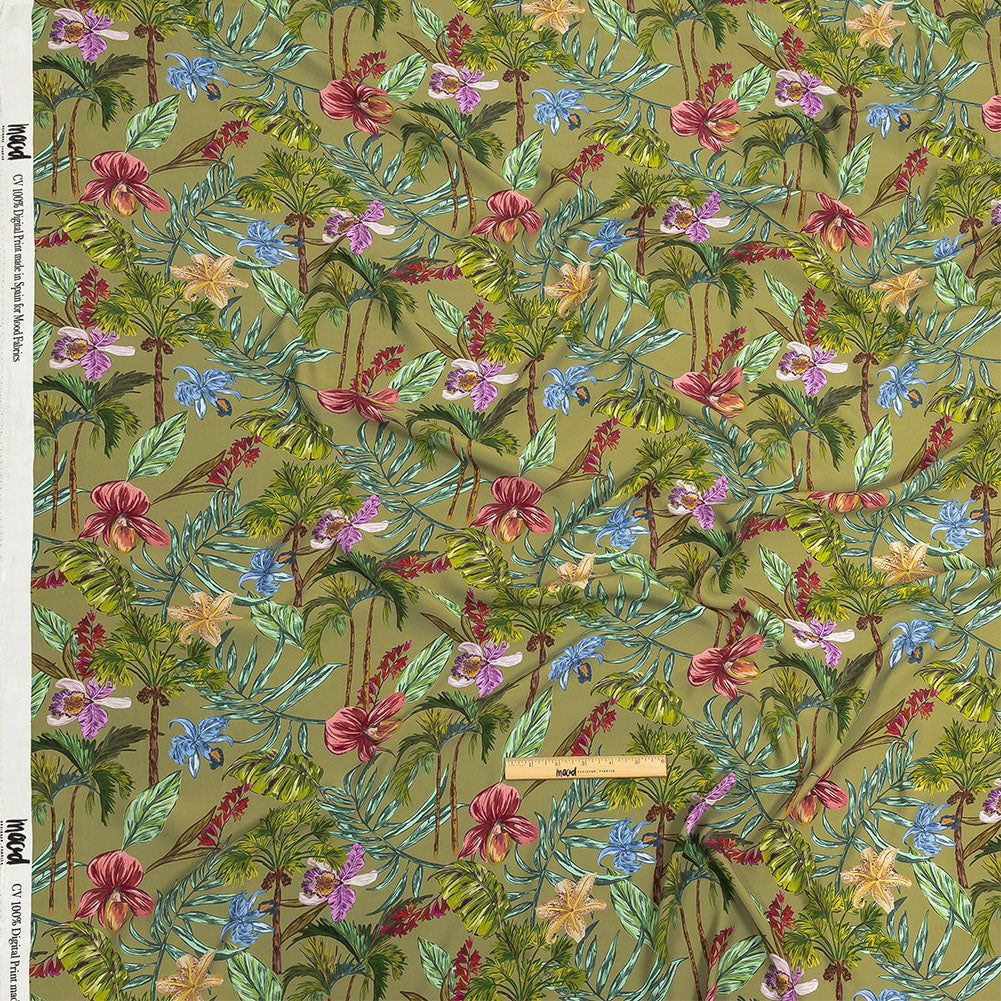 Sustainable Viscose Woven Print - Green Trees, Leaves and Flowers - Mood Exclusive Organic Orchids Full