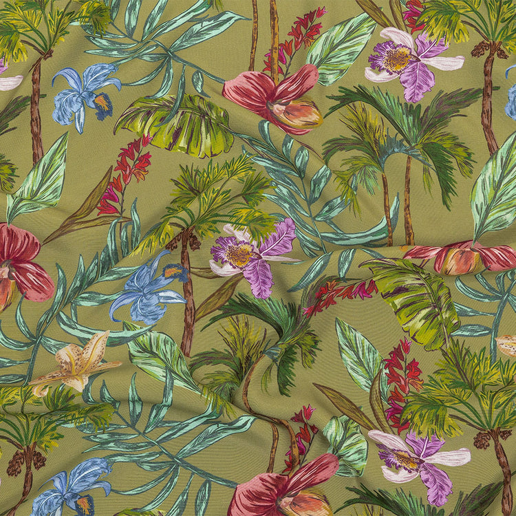 template--26688905969737__main-Sustainable Viscose Woven Print - Green Trees, Leaves and Flowers - Mood Exclusive Organic Orchids