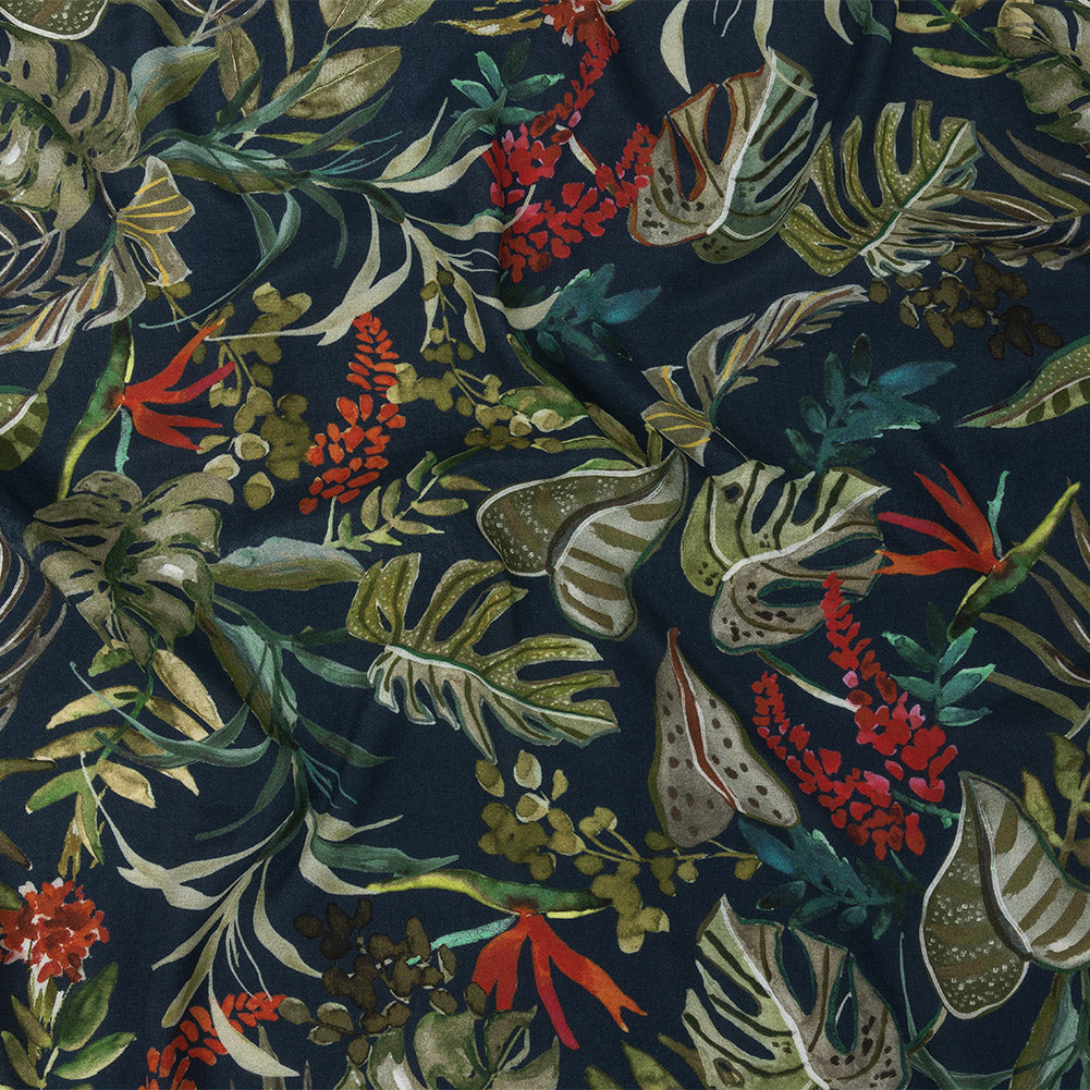 Mood Exclusive Navy Subtropic Vegetation Sustainable Viscose Woven