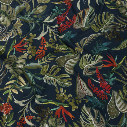 Mood Exclusive Navy Subtropic Vegetation Sustainable Viscose Woven