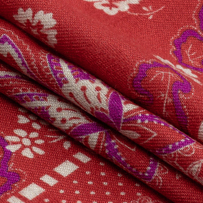 Mood Exclusive Hot Coral Inverted Perceptions Polka Dotted Viscose Jacquard - Folded