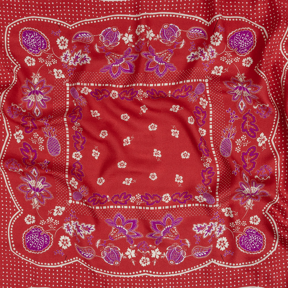 Mood Exclusive Hot Coral Inverted Perceptions Polka Dotted Viscose Jacquard