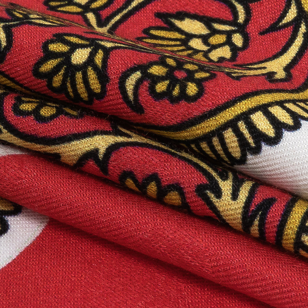 Mood Exclusive Hot Coral Elaborate Eminence Polka Dotted Viscose Jacquard - Folded