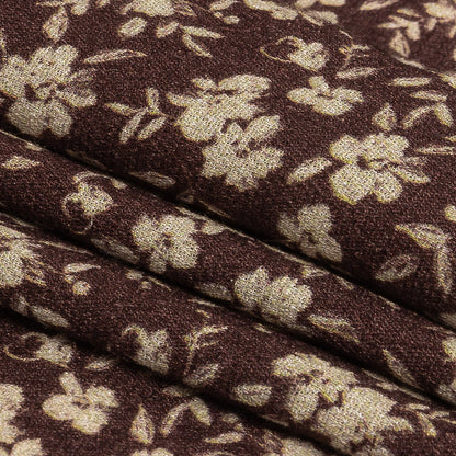 Mood Exclusive Brown Flowering Heirloom Gauzy Viscose Crepe - Folded