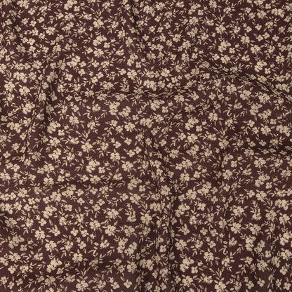 Mood Exclusive Brown Flowering Heirloom Gauzy Viscose Crepe