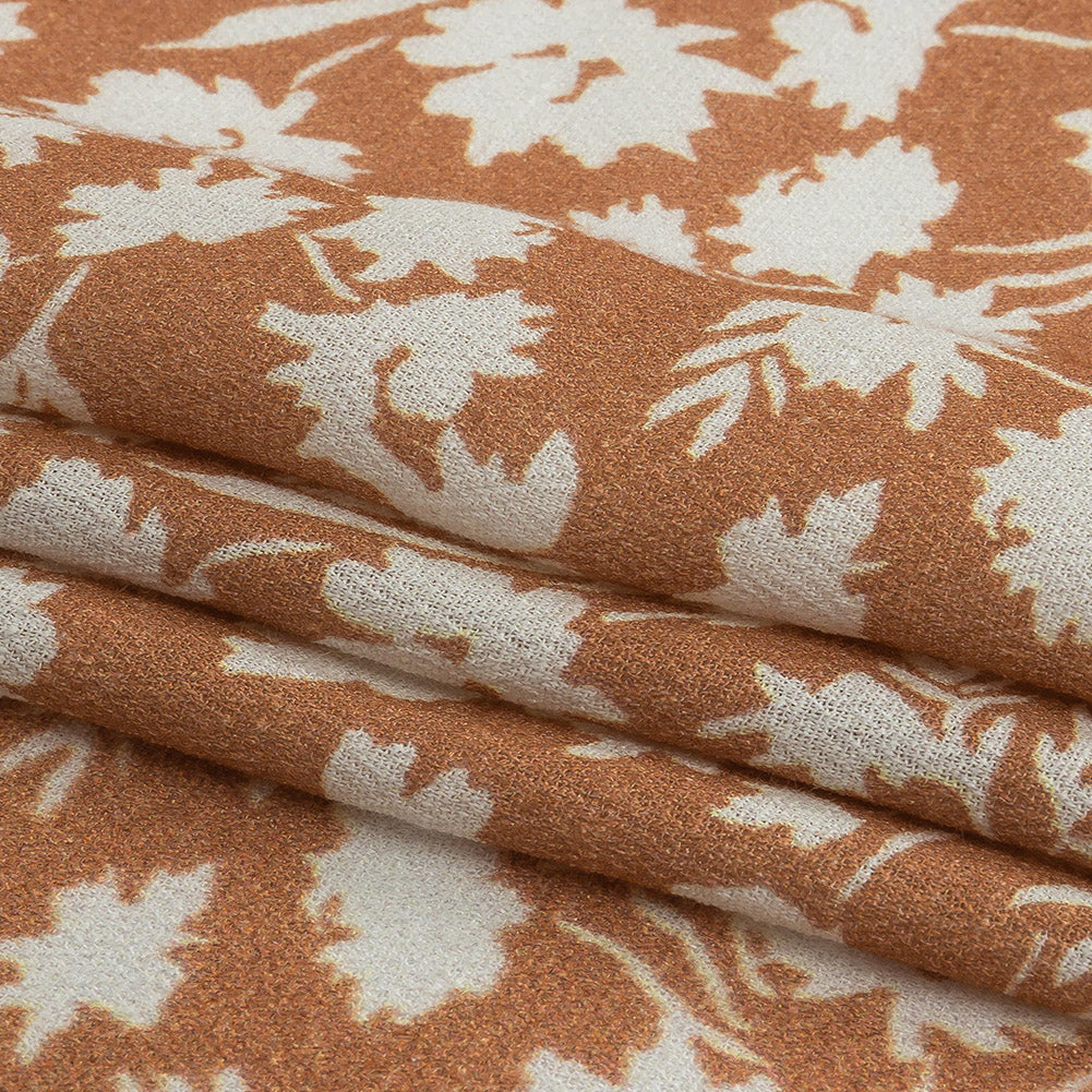 Mood Exclusive Dusty Orange Botanical Imprints Gauzy Viscose Crepe - Folded