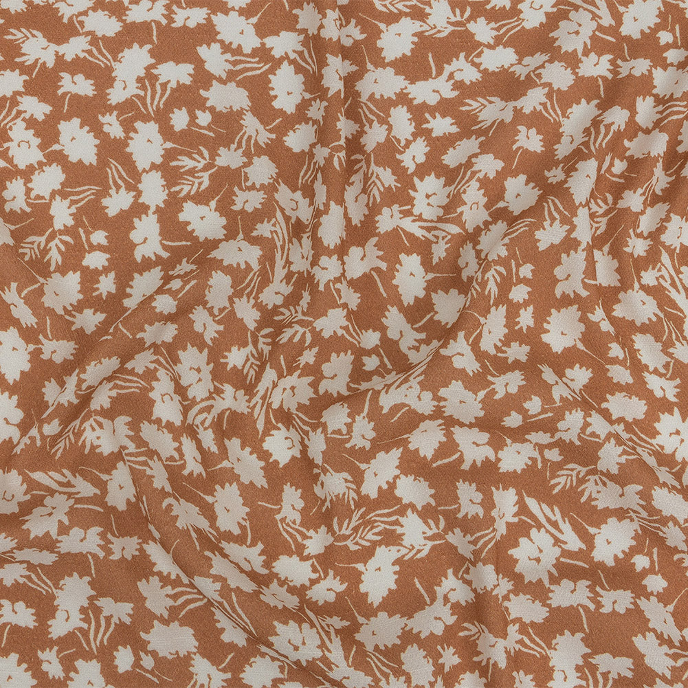 Mood Exclusive Dusty Orange Botanical Imprints Gauzy Viscose Crepe