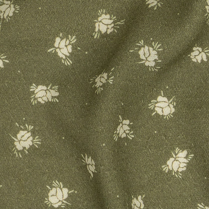 Gauzy Viscose Crepe Print - Pea Green Ditsy Floral - Mood Exclusive Rose Relic Detail