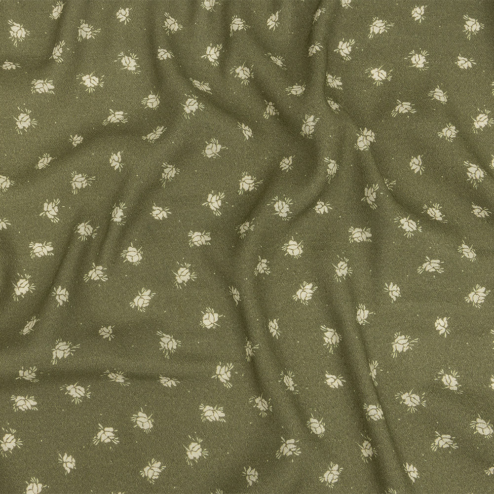 Gauzy Viscose Crepe Print - Pea Green Ditsy Floral - Mood Exclusive Rose Relic