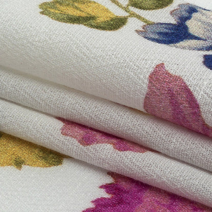 Mood Exclusive White Flores de la Toscana Gauzy Viscose Crepe - Folded