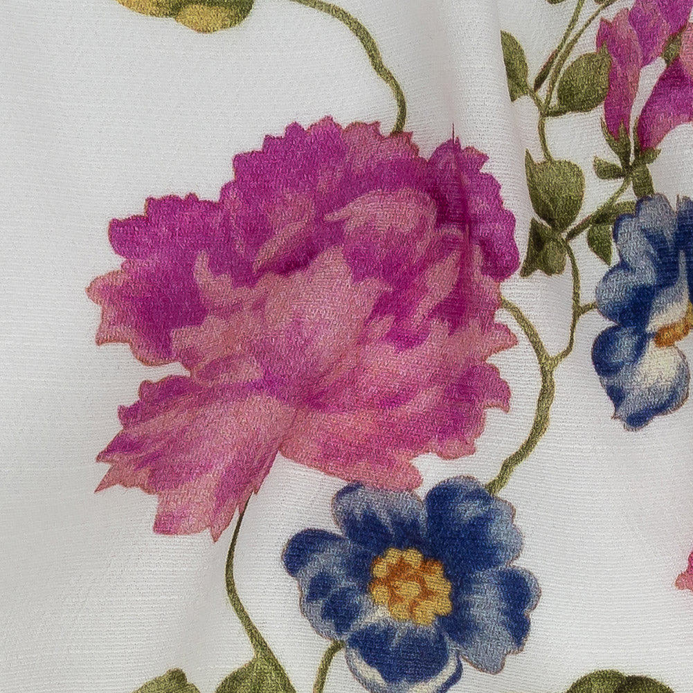 Mood Exclusive White Flores de la Toscana Gauzy Viscose Crepe - Detail