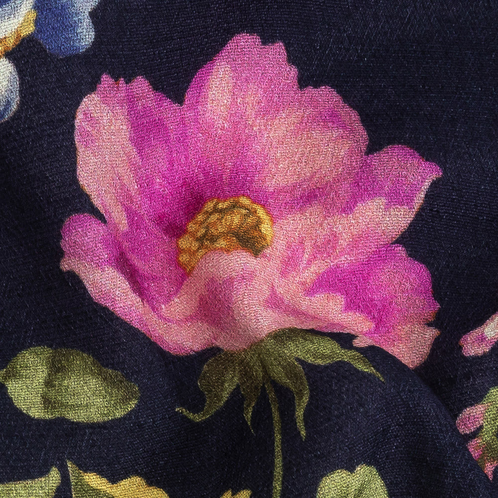 Mood Exclusive Navy Flores de la Toscana Gauzy Viscose Crepe - Detail