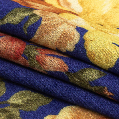 Gauzy Viscose Crepe Print - Cobalt, Pink and Yellow Floral - Mood Exclusive Flores de la Toscana Folded