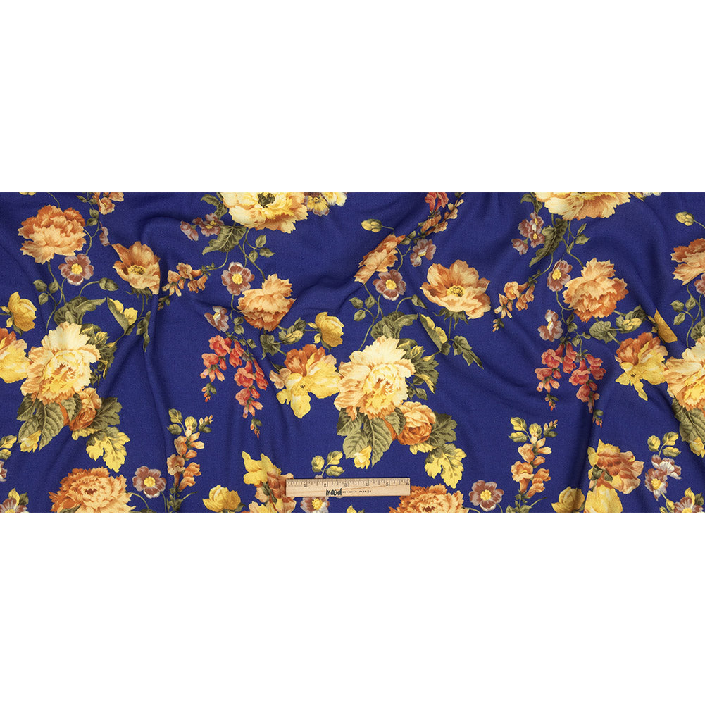 Gauzy Viscose Crepe Print - Cobalt, Pink and Yellow Floral - Mood Exclusive Flores de la Toscana Full