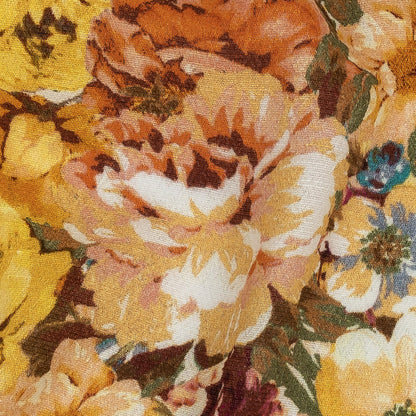 Gauzy Viscose Crepe Print - Orange and Yellow Floral - Mood Exclusive Autumn Blossoms Detail
