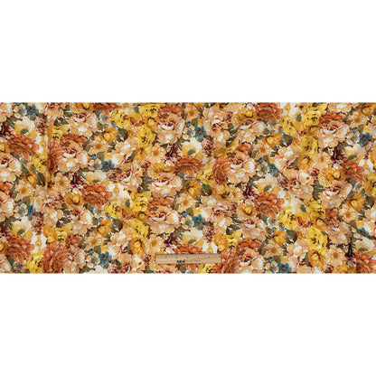 Gauzy Viscose Crepe Print - Orange and Yellow Floral - Mood Exclusive Autumn Blossoms Full