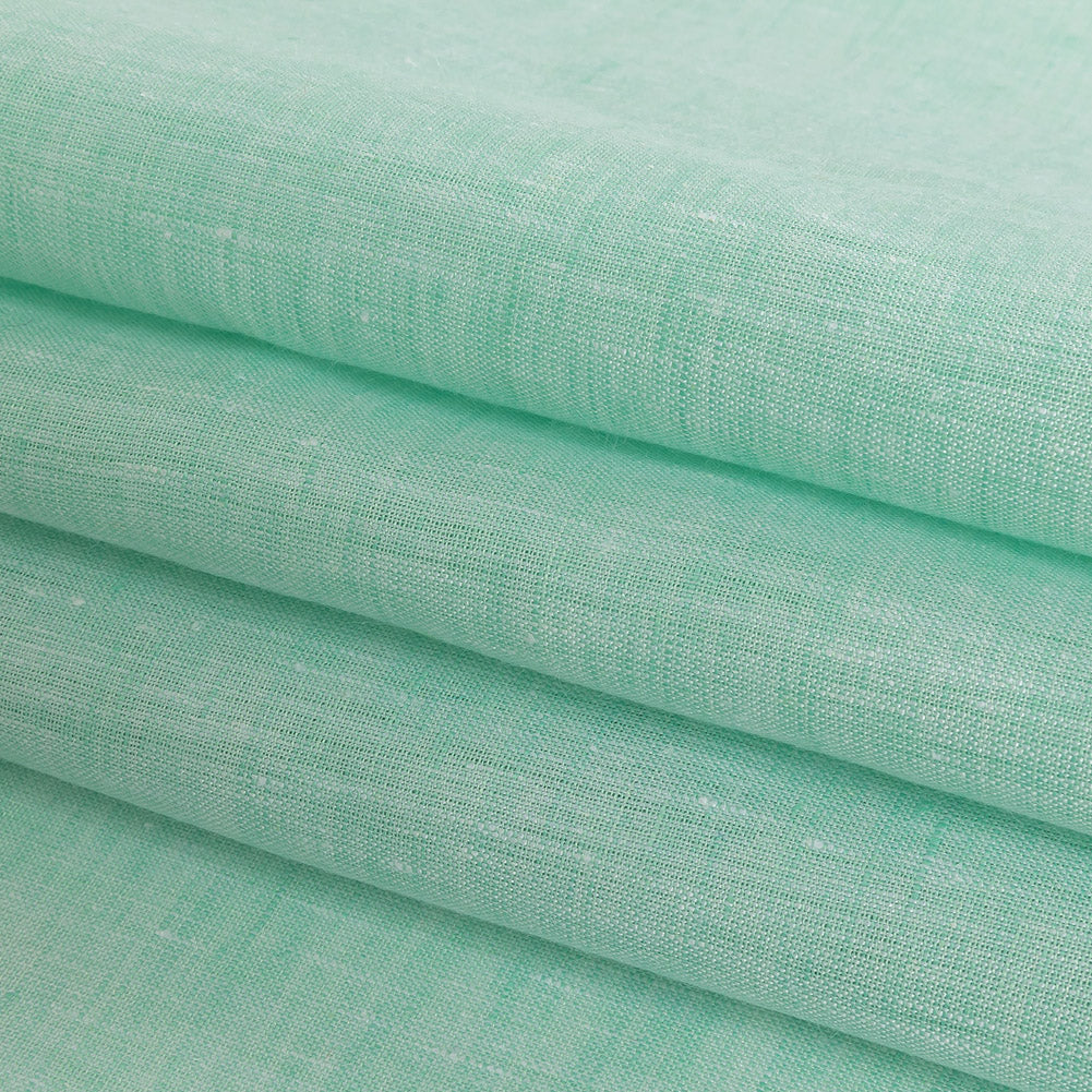 Minerva Heathered Mint Lightweight Linen Chambray - Detail