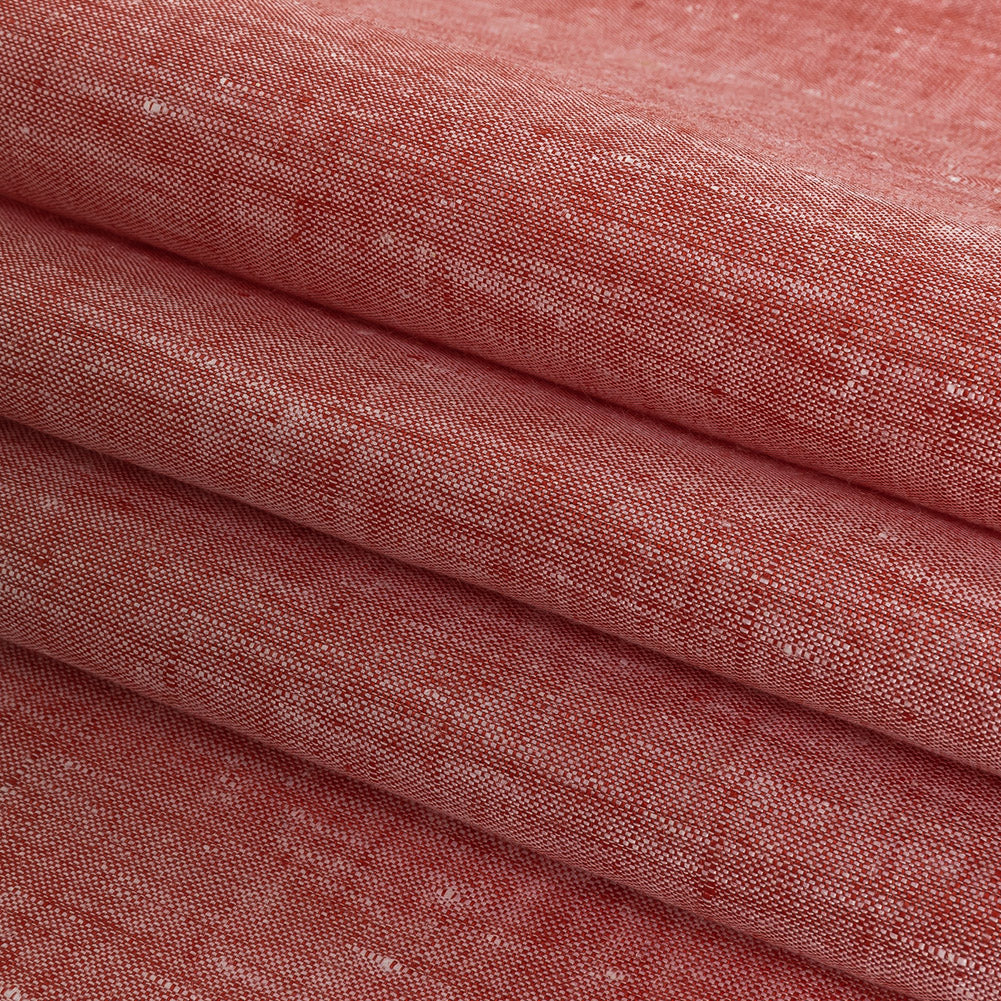 Lightweight Linen Chambray - Heathered Tomato Puree - Minerva Collection Detail