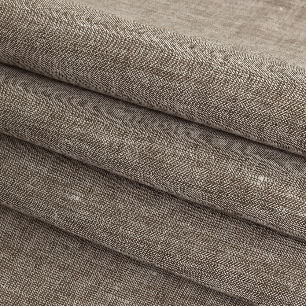 Minerva Heathered Brown Lightweight Linen Chambray - Detail