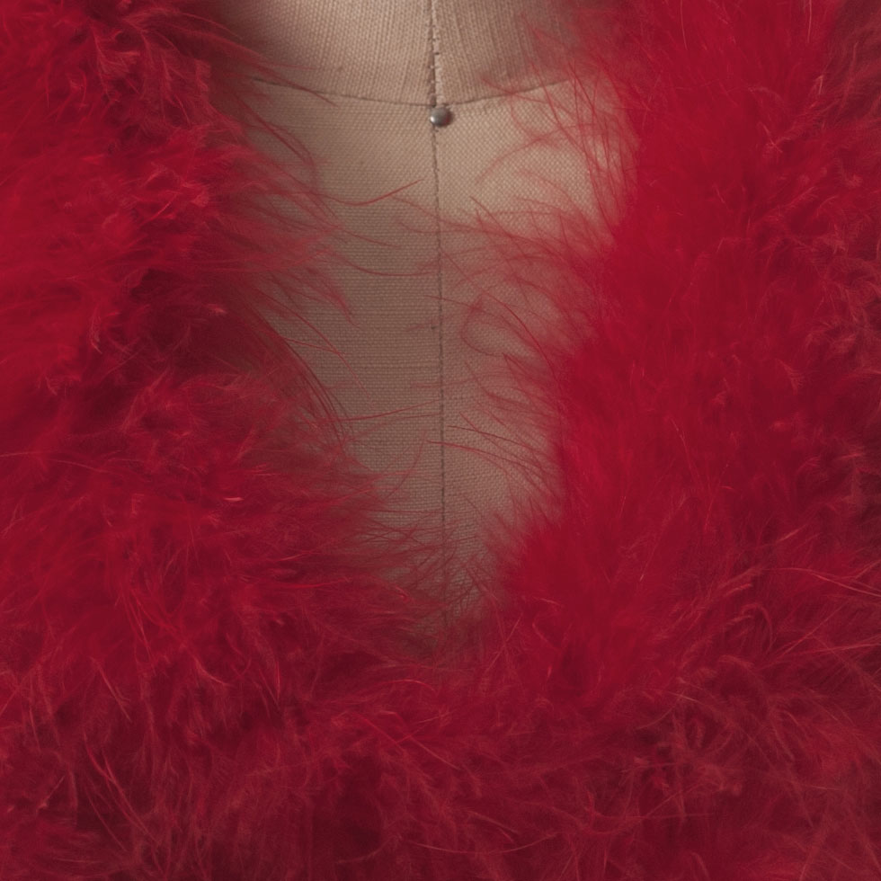 Red Marabou Turkey Feather Boa Detail