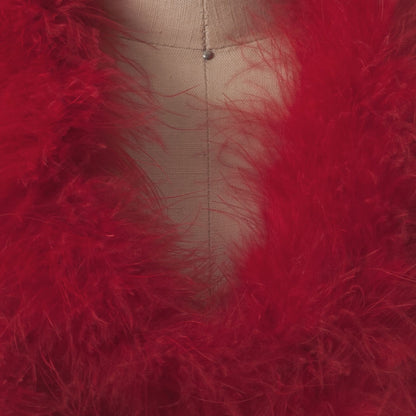 Red Marabou Turkey Feather Boa Detail