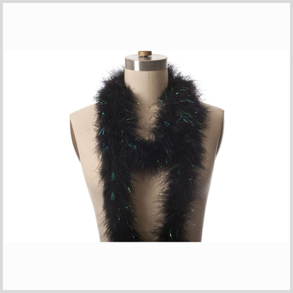 Black Rainbow Marabou Turkey Feather Boa Full