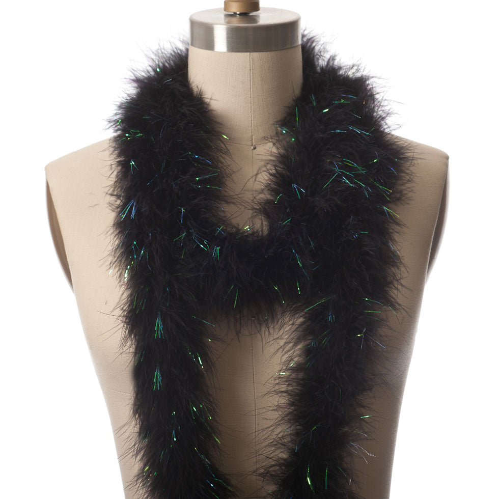 Black Rainbow Marabou Turkey Feather Boa