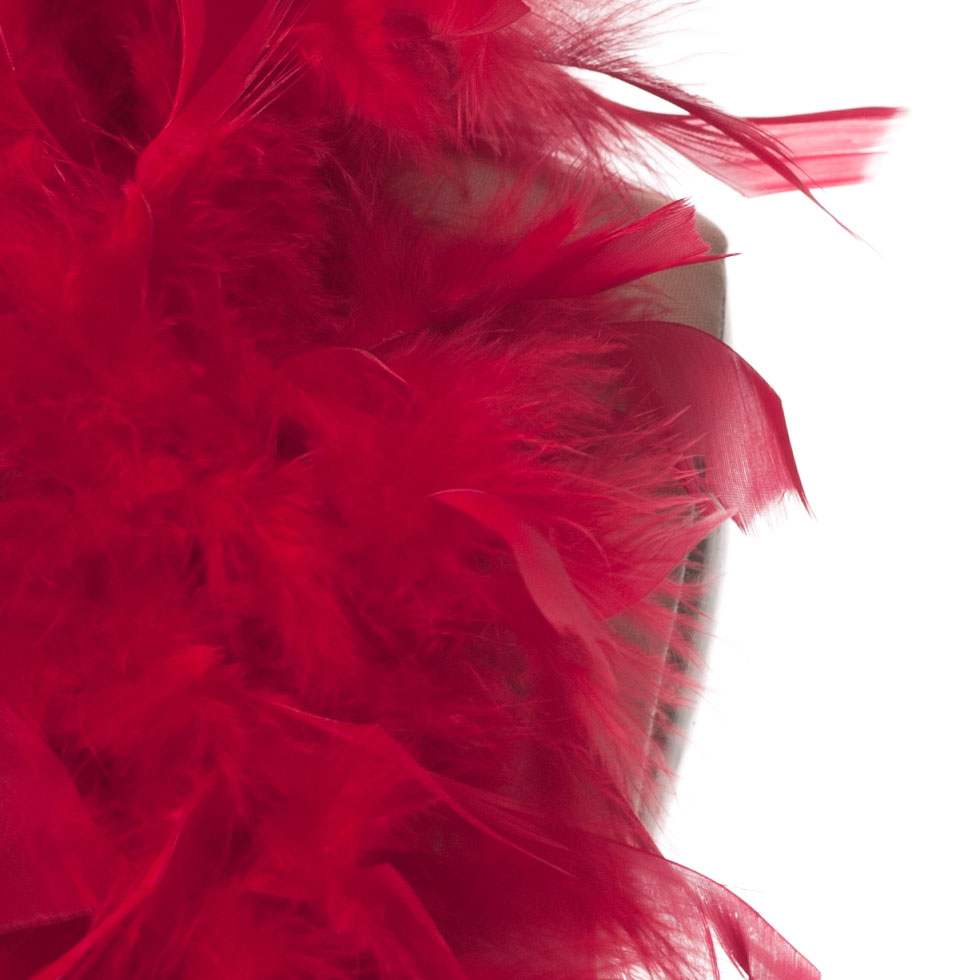 Red Chandelle Turkey Feather Boa - Detail
