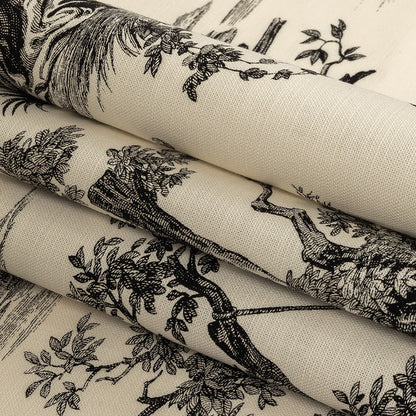 Victoria Noir Toile Printed Cotton Canvas - Folded