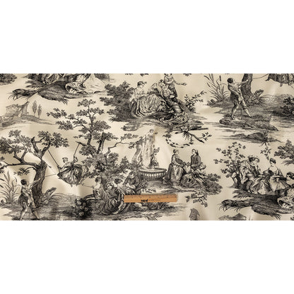 Victoria Noir Toile Printed Cotton Canvas - Full