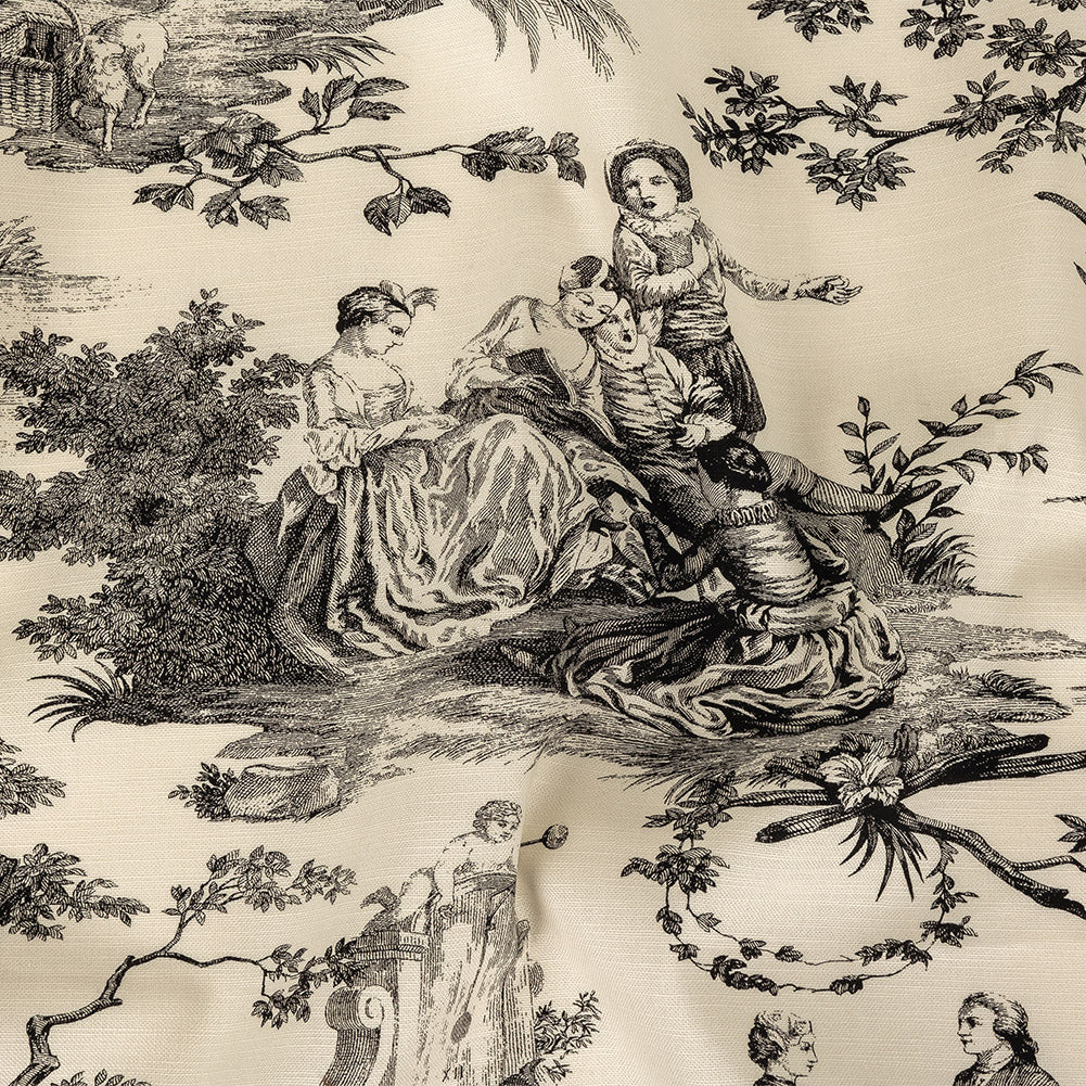 Victoria Noir Toile Printed Cotton Canvas