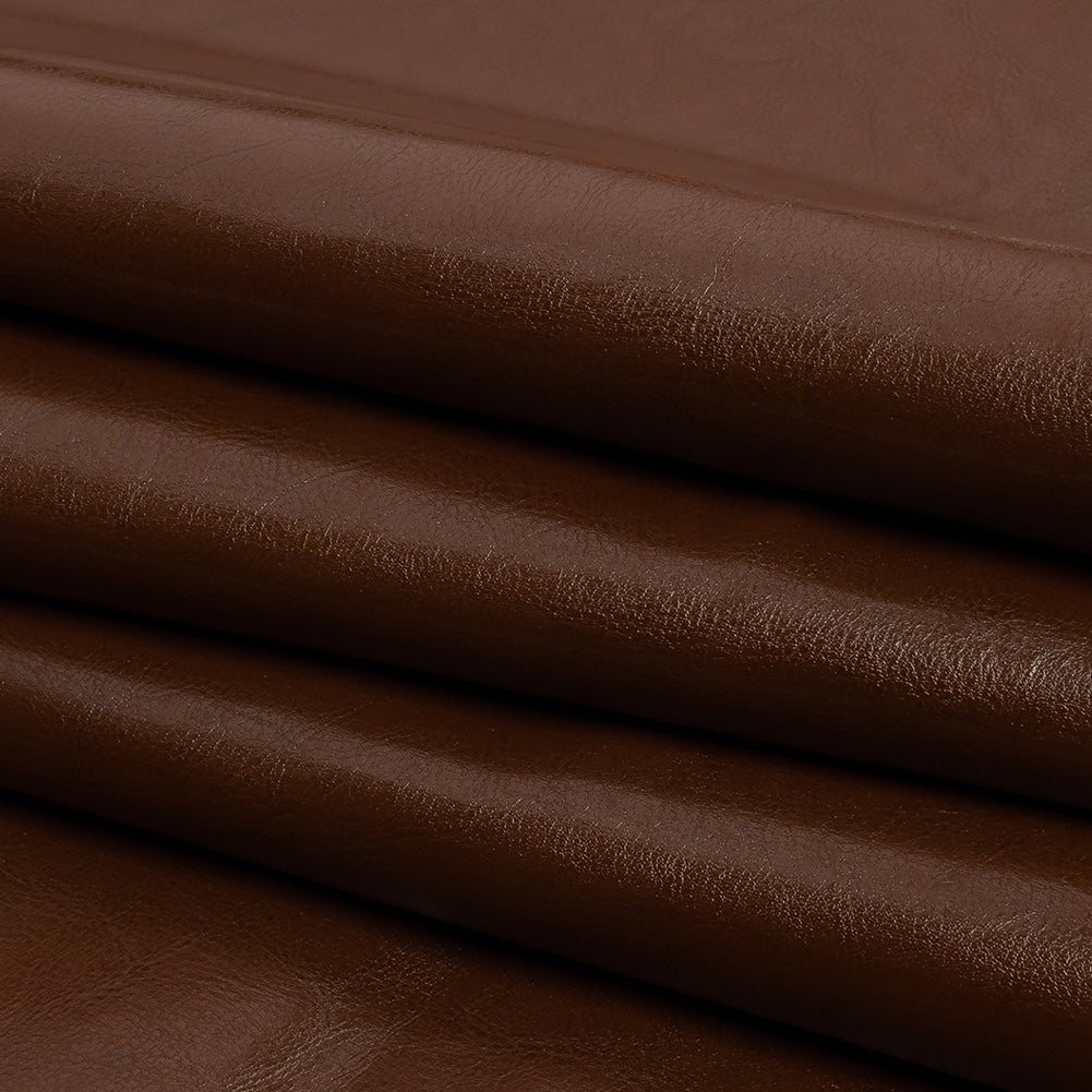 Brown Textured Faux Leather Folded