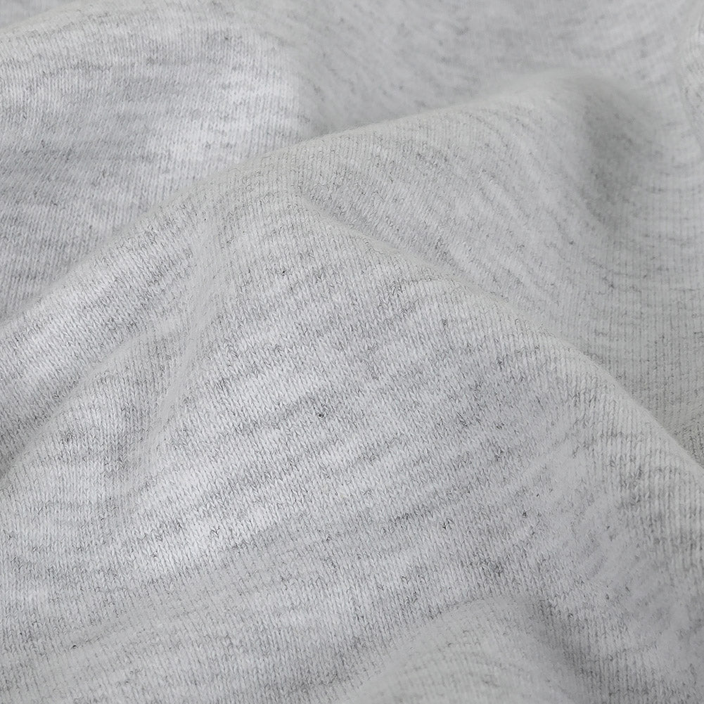 Tejido de felpa francesa de algodón - Gris claro jaspeado y blanco - Colección Elida