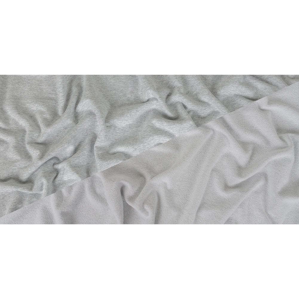 Tejido de felpa francesa de algodón - Gris claro jaspeado y blanco - Colección Elida