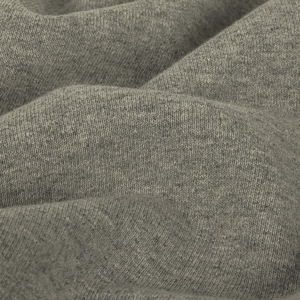 Cotton Fleece Backed Jersey - Heathered Gray and Ivory - Leida Collection Detail