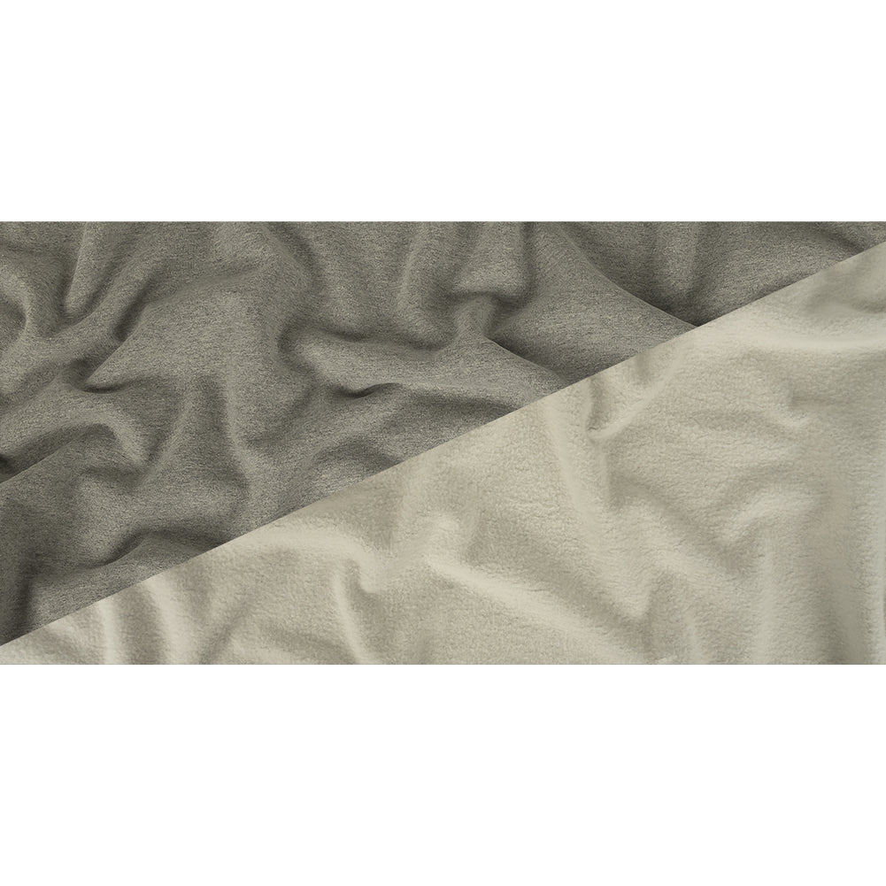 Cotton Fleece Backed Jersey - Heathered Gray and Ivory - Leida Collection Full