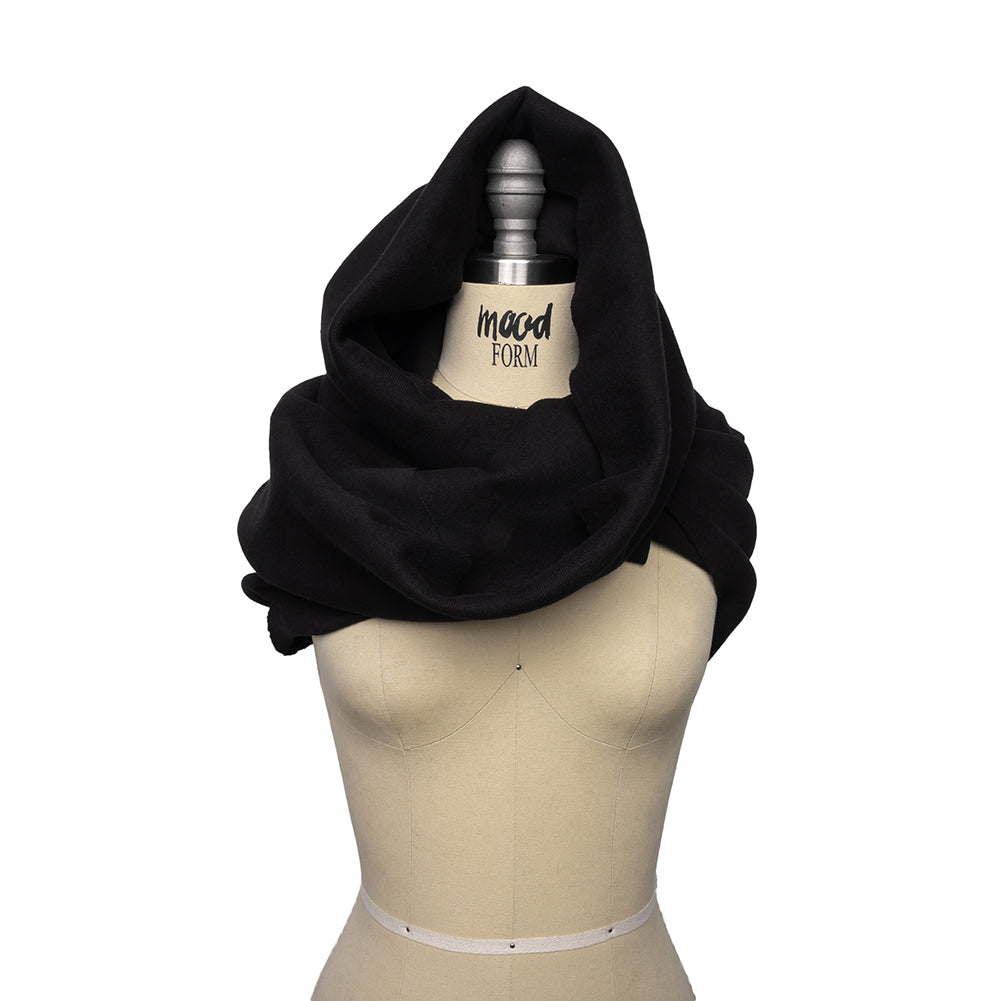 Cotton Tubular 1x1 Rib Knit - Black - Delia Collection