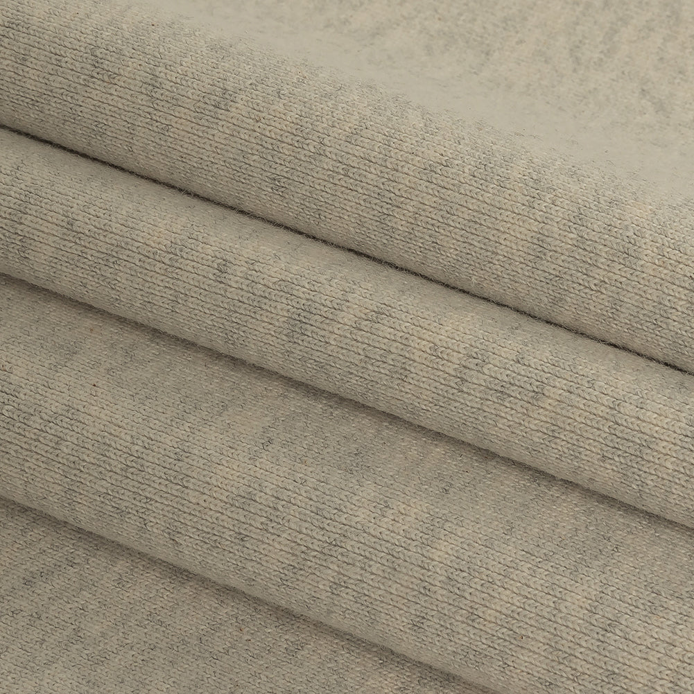 Heathered Moonbeam and Quarry Tubular Cotton 1x1 Rib Knit - Folded